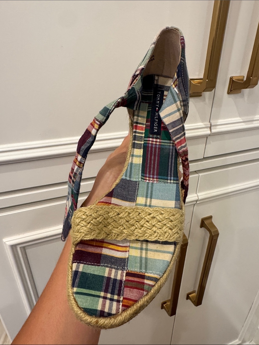 Tommy Hilfiger Multicolor Plaid Espadrilles with Braided Jute Strap